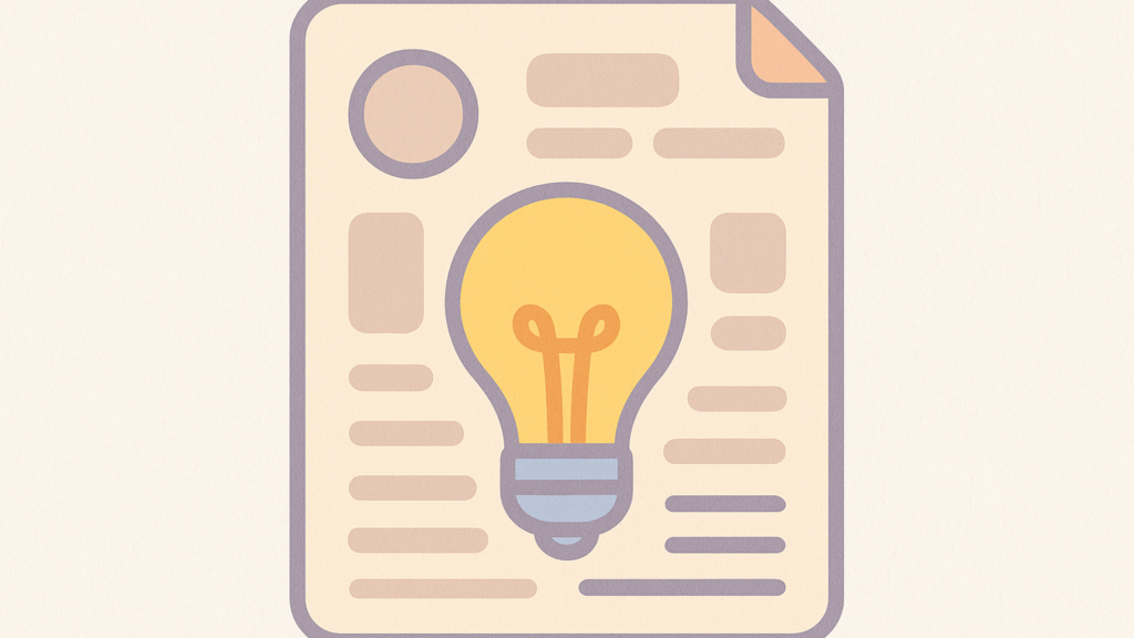 Flat vector illustration symbolizing innovative design with a document and light bulb