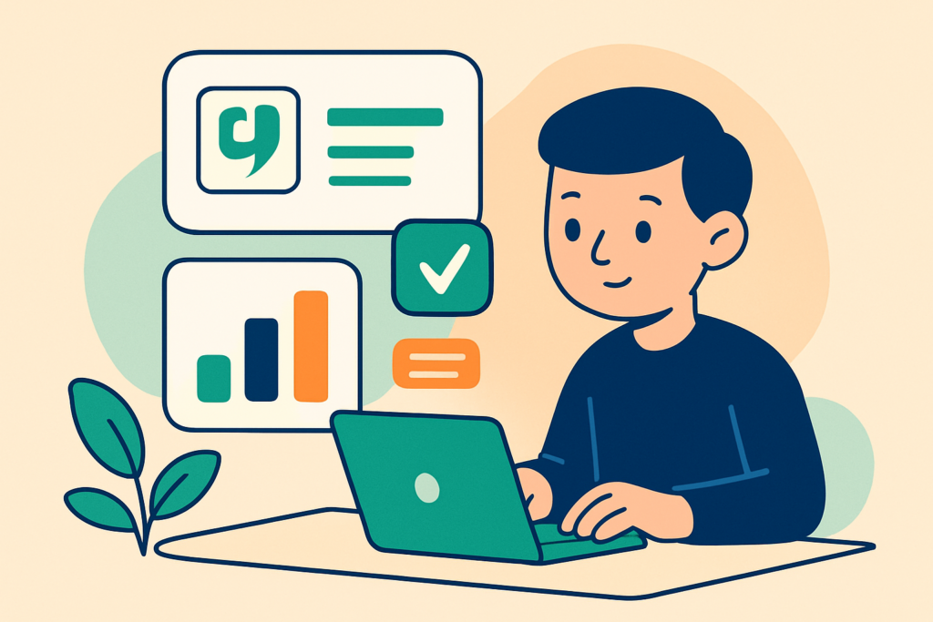 Inovação em processos de cotação, design vetorial limpo e moderno
