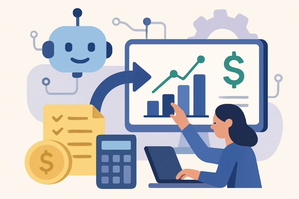 Illustration showing AI and automation in budgeting