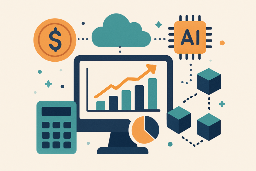 Illustration depicting digital transformation in budgeting with technology integration